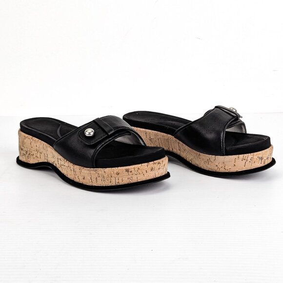 Rag & Bone Women Summer Black Leather Platform Slide Sandals 6US EUR 36.5 - Picture 1 of 8
